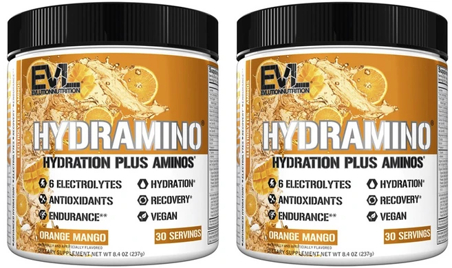 EVLUTIONNUTRITION 하이드로아미노 하이드레이션 플러스 아미노 오렌지 망고 맛, 2개, 237g - 쿠팡