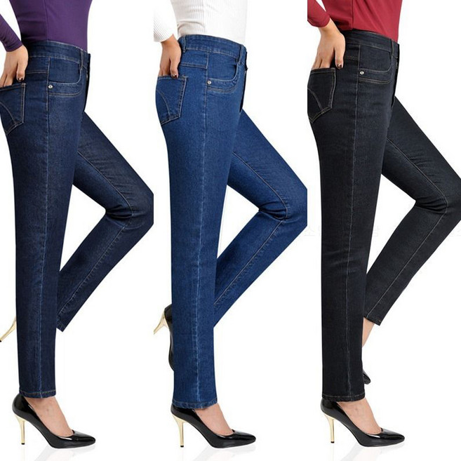 꽃소담 중년여성 봄가을 하이웨스트 스판 빅사이즈 청바지 스키니 핏 마마팬츠 HZHF26A529