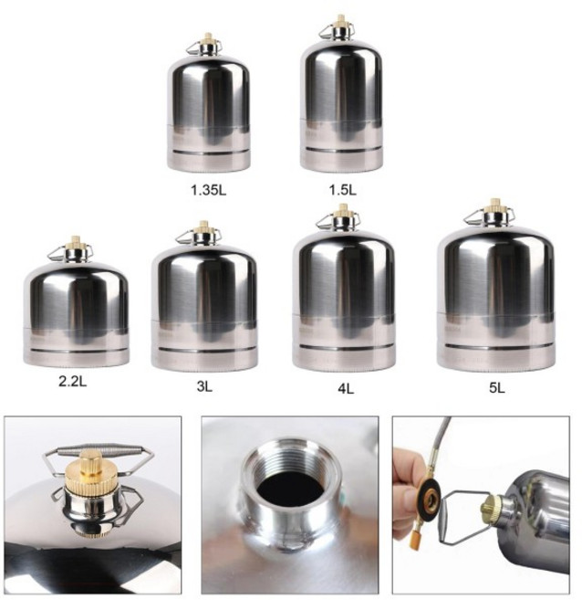 가스통캠핑 가스 연료 용기 스토브 빈 리필 형 병 탱크 실린더 바베큐 피크닉 하이킹 야외, 03 2.2L
