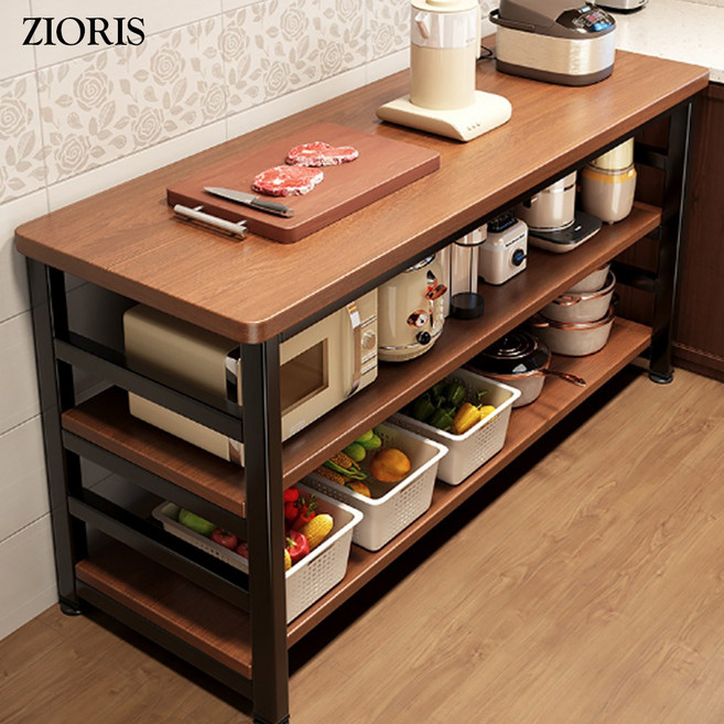 지오리스 멀티플 최대 하중 300kg 프리미엄 3단 와이드 주방 수납장, 블랙