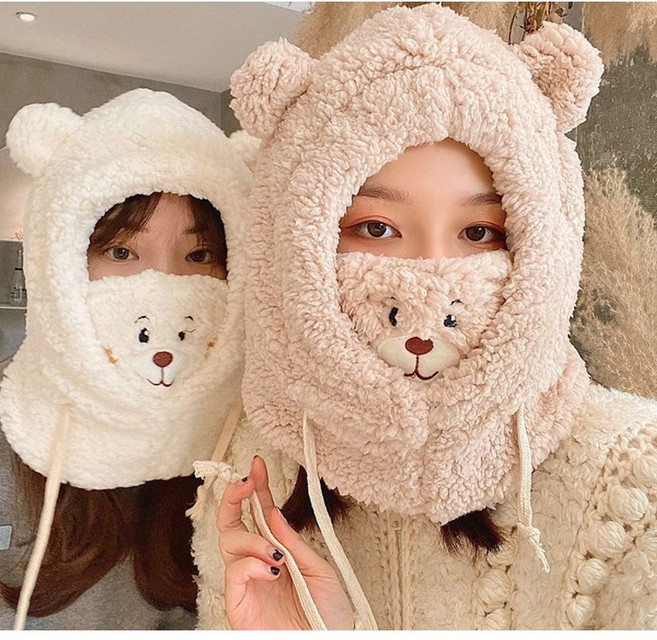 커플알파카후드워머 넥워머 털모자 머플러 목도리