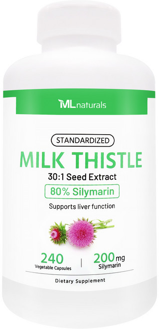 [미국빠른직구] 신제품 마이라이프 내추럴스 표준화된 밀크씨슬 7500mg (실리마린 200mg), 240정, 1개