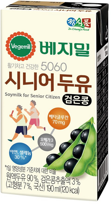 베지밀 5060 시니어 두유 검은콩, 190ml, 48개