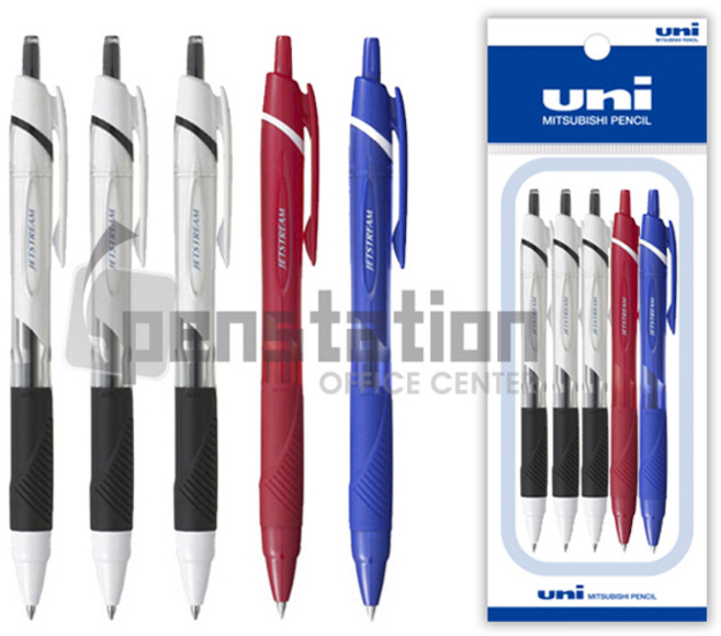 미쯔비시 유니 제트스트림 0.5mm 볼펜 세트, 0.5mm 블랙 3개+레드 1개+블루 1개 세트