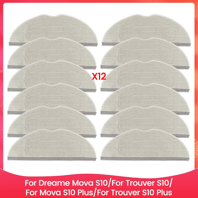 Dreame Mova S10/Trouver S10/Mova S10 Plus/Trouver S10 Plus 예비 부품과 호환용 걸레 천 패드, 2개, 12개,표시된 바와 같이