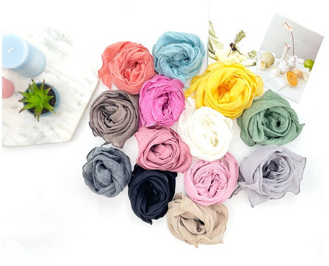 국산 삼각 무지 코튼 면 피그먼트 에티켓 스카프 봄 여름 스카프 간절기 여성 명절 선물