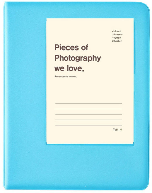 문구백서 4X6 사진 포켓 앨범 포켓식 포토 포카바인더 콜렉트북 티켓북, 4x5, 흑지, 블루