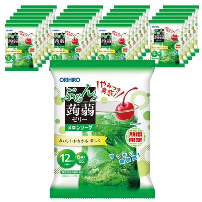 ORIHIRO Purunto 蒟蒻果凍 哈密瓜蘇打 6入, 24個, 120g