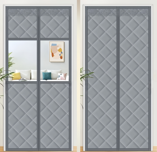 Miri&Ju 두꺼운 패딩 외풍차단 방한 자석커튼 양문형, 투명창