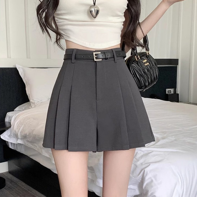 베르슈어 하이웨스트 플레어 핀턱 A라인 와이드 팬츠