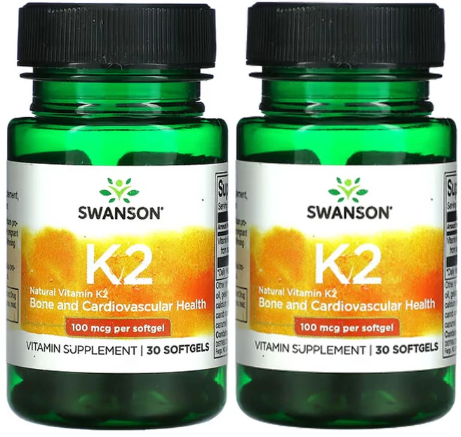 스완슨 천연 비타민 K2 100mcg 소프트젤 30정, 2개 - 쿠팡
