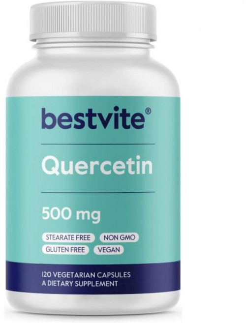 건 비염 영양제 피로 베스트바이트 케르세틴 500mg ( 240개) (120 x 2) 스테아레이트 없음 이산화규소 비건 비 GMO 글루텐 프리, 비타민 보충 베스트바이트 아그마틴 설페이트 500mg, 1개, 120