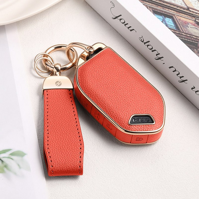 HAKO 소프트2.0 가죽TPU 차키케이스+키홀더 (4버튼), K-10 (4버튼), 오렌지