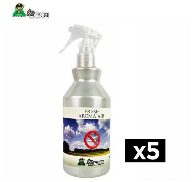 (형제)탈취제 방향제 산도깨비 후레쉬 아로마에어 담배냄새탈취제, 380ml, 5개