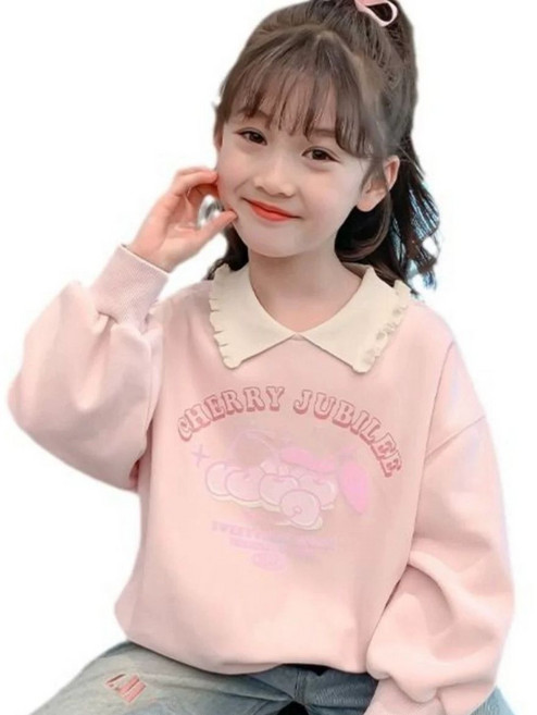 스윗하우스리 여아 여자아이 키즈 유아 주니어 카라 체리 맨투맨 티셔츠 상의