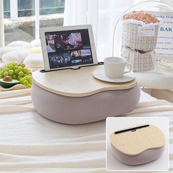 노트북 쿠션테이블 무릎 작업용 트레이 접이식 수납형 노트북쿠션 테블릿 테이블 무릎책상, 타로 보라-노트북