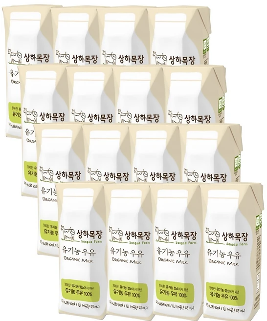 상하목장 유기농 흰우유 / 멸균우유 아기우유, 125ml, 16개 - 쿠팡
