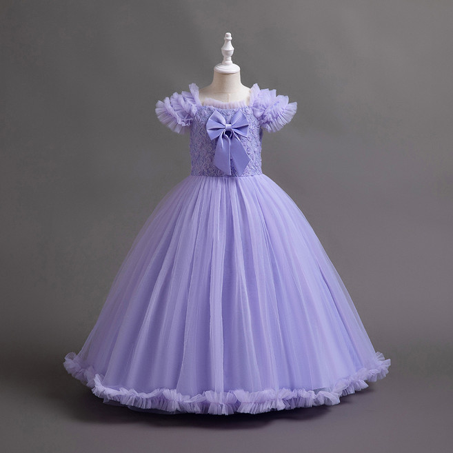 爆款兒童禮服公主蓬蓬裙蝴蝶結女童長裙婚紗晚禮服