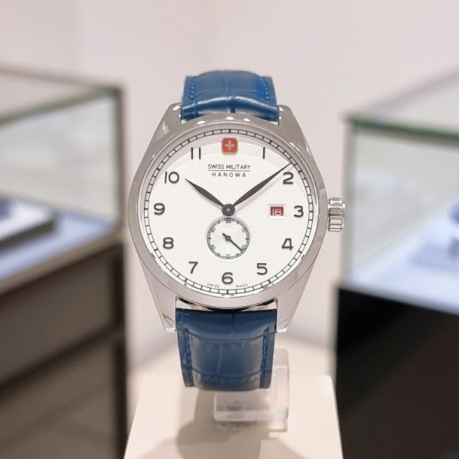 스위스밀리터리 스몰세컨드 블루 가죽밴드 남성시계(SMWGB0000702)