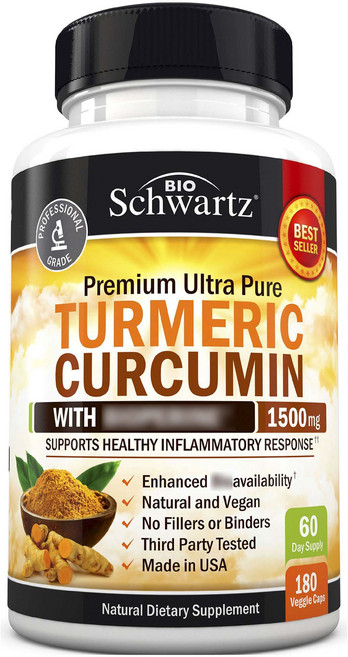 바이오슈바르츠 Turmeric Curcumin 베지캡, 180정, 1개