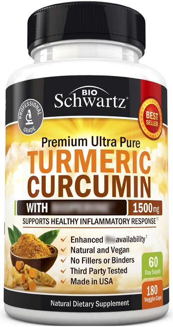 바이오슈바르츠 Turmeric Curcumin 베지캡, 180정, 1개 - 쿠팡