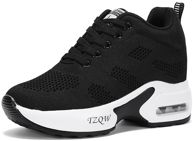 TZQW 여성 캐주얼 에어쿠션 통기성 8cm 키높이 운동화 런닝화 여성 키높이 운동화