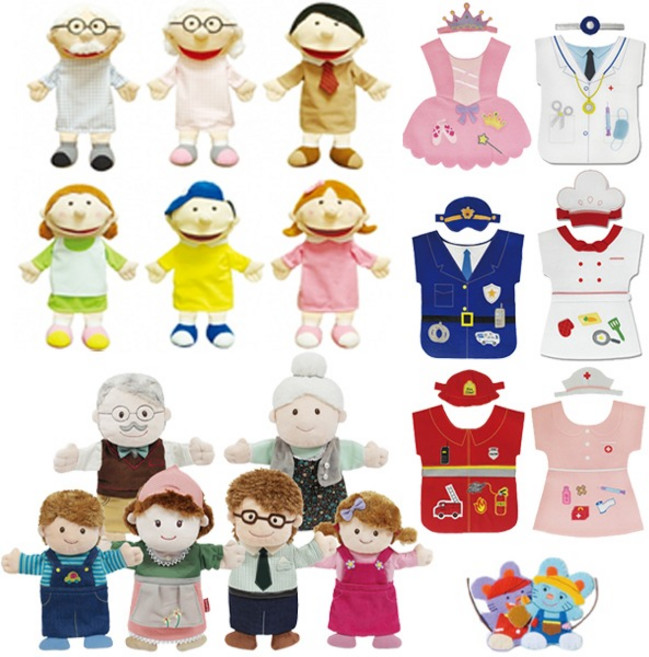 MK 말하는손인형 세트 대가족 가족 동물 직업인형 역할의상(옵션택1), cy통통이 구연 가족구성 6종세트, 1개