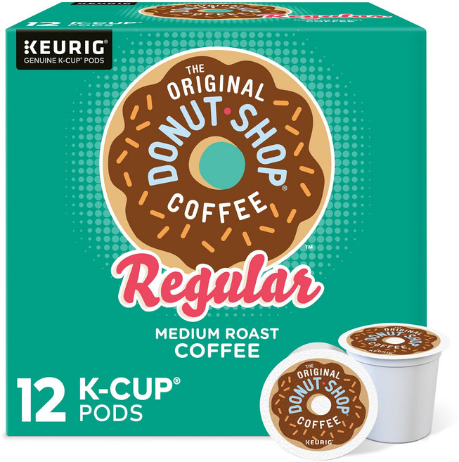 디 오리지널 도넛 샵 레귤러 미디엄 로스트 엑스트라 볼드 큐 The Original Donut Shop Regular Keurig Single-Serve K-Cup Pods Me, 원래의, 4.6온스(1팩), 1개