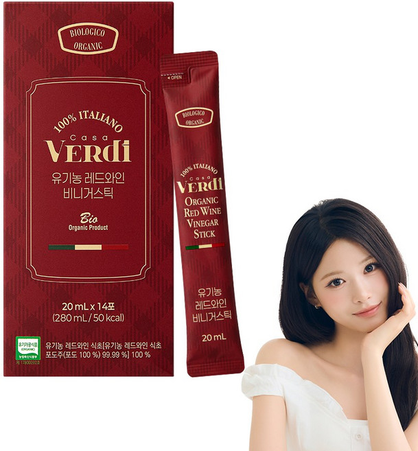 카사베르디 유기농 레드와인 비니거 스틱, 1박스, 280ml