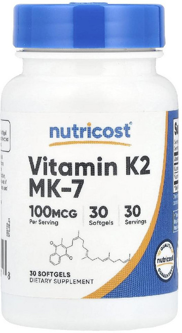 뉴트리코스트 비타민K2 MK7 100mcg 소프트젤 30정, 1개