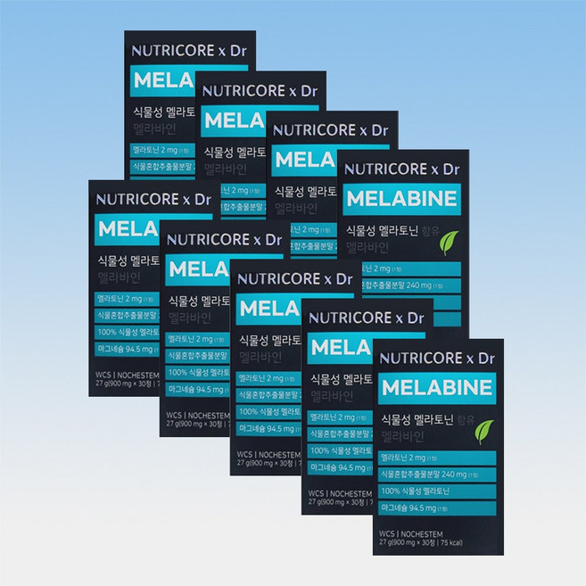 뉴트리코어 식물성 멜라토닌 함유 멜라바인 마그네슘 L트립토판 30정 9박스