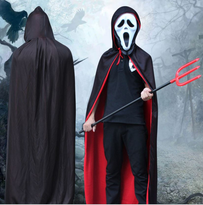남아 주니어 성인 할로윈 망토 삼지창 백작 드라큘라 코스튬 마법사 의상 유치원 파티