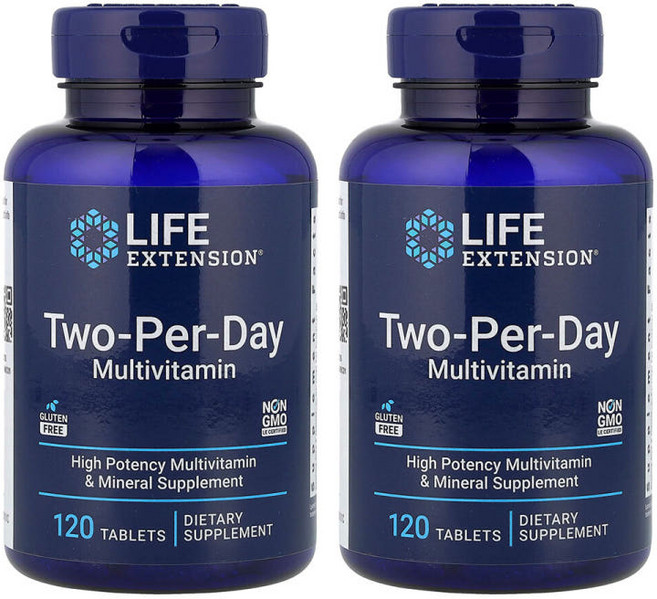 라이프익스텐션 2개X 투 퍼 데이 종합비타민 V2 타블렛 해외직구 120정, 1