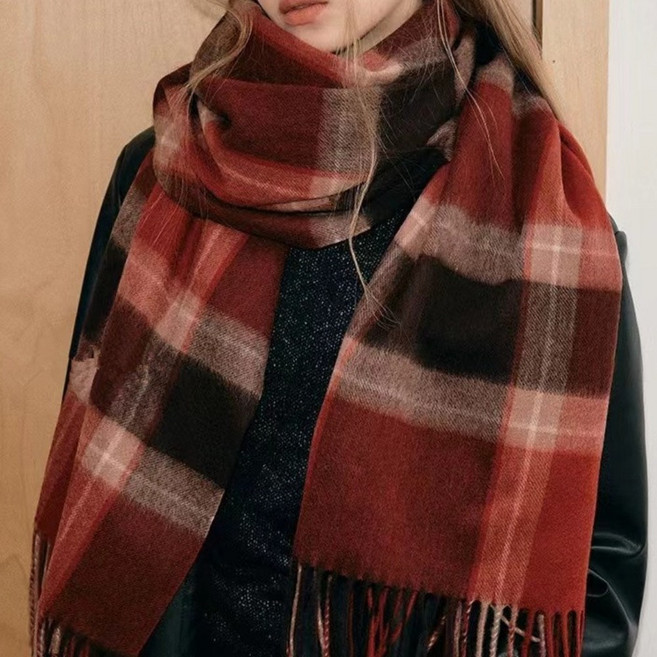 벨루빈 체크무늬 머플러 목도리