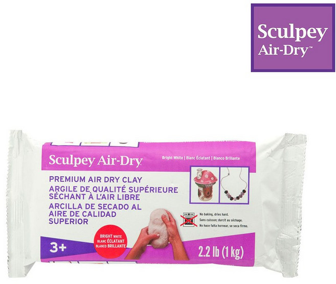 스컬피 에어 드라이 1kg (air dry) 자연건조 가벼운 점토, 흰색 (Bright White), 1개