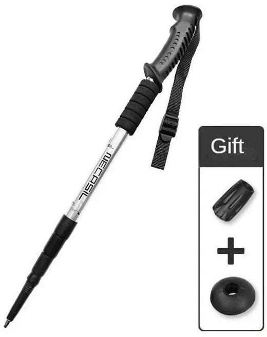 노르딕워킹 초경량 접이식 등산스틱 알루미늄 합금 텔레스코픽 하이킹 트레킹 워킹 조절식 알펜스톡, 5) Silver, 1개