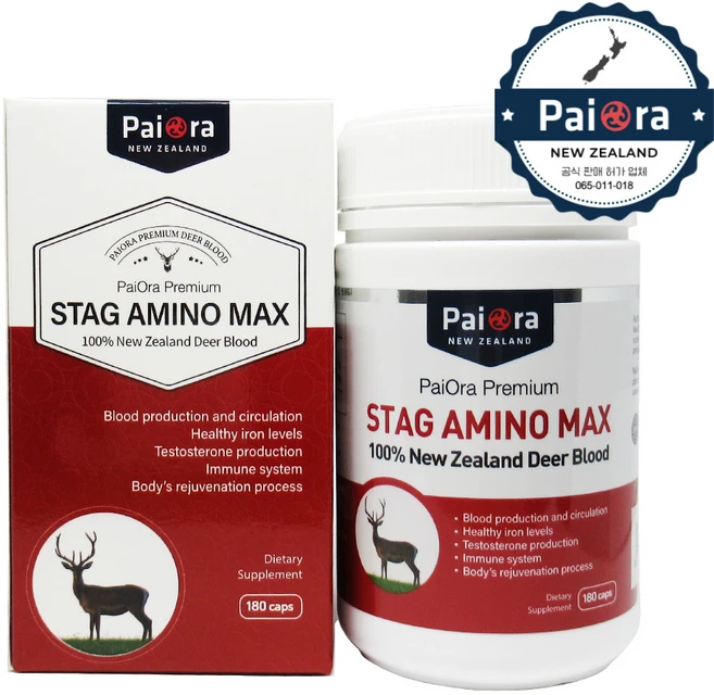 뉴질랜드 사슴녹혈 2500mg함유 파이오라 프리미엄 100% 스태그 아미노 맥스 녹혈 2500mg 540캡슐, 180정, 1개 - 쿠팡