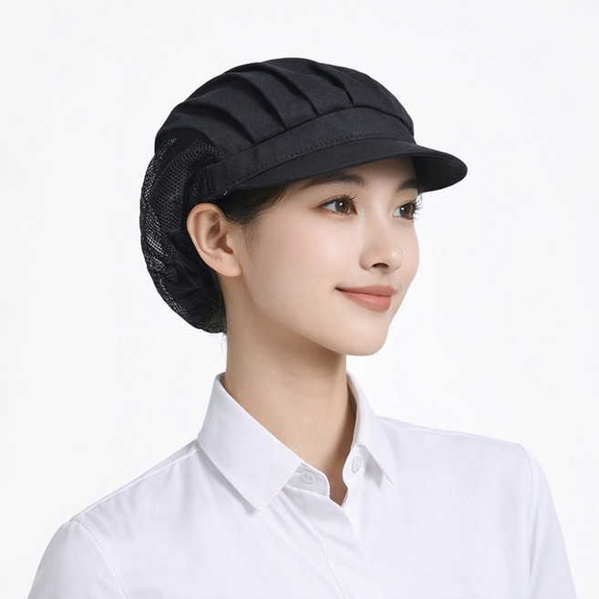 우아한클릭 1+1 반망사 위생모자 주방 조리 모자, 2개, 블랙