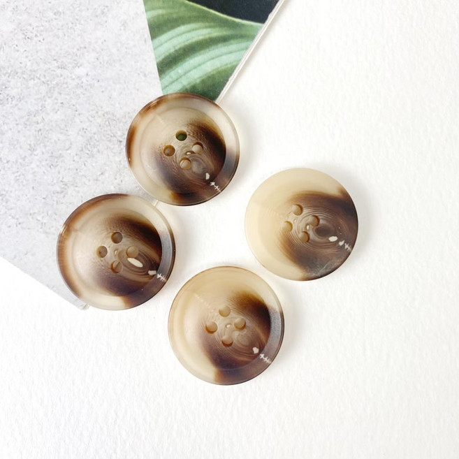 헤세드 고급 무광 수지 진브라운 패턴단추 코트 쟈켓 소매단추 (8P), 8개, 23mm