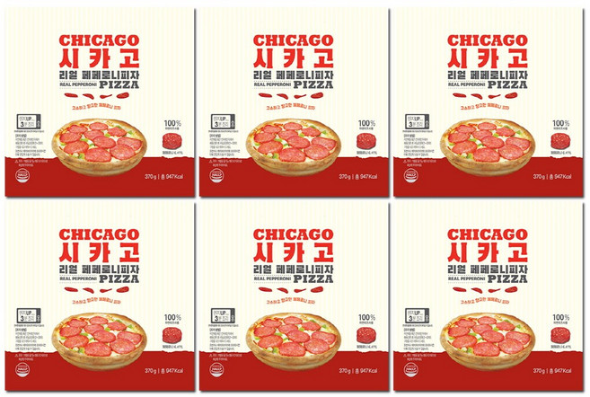 리얼 시카고피자 페퍼로니 6판 세트, 6개, 370g