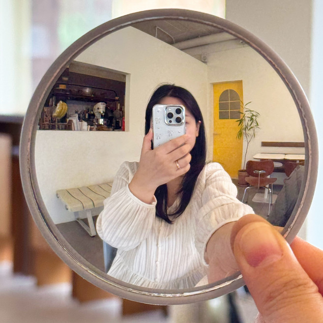 메이크라이프 휴대용 셀카 볼록거울, 2개, 그레이