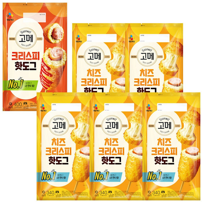 CJ고메핫도그(크리스피1+치즈크리스피5), 340g, 1개