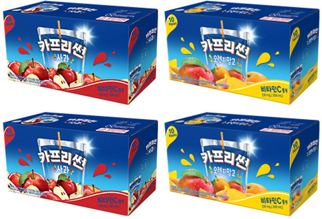카프리썬 사과 200ml 10입 2개 + 오렌지망고 200ml 10입 2개 (총 40개), 40개