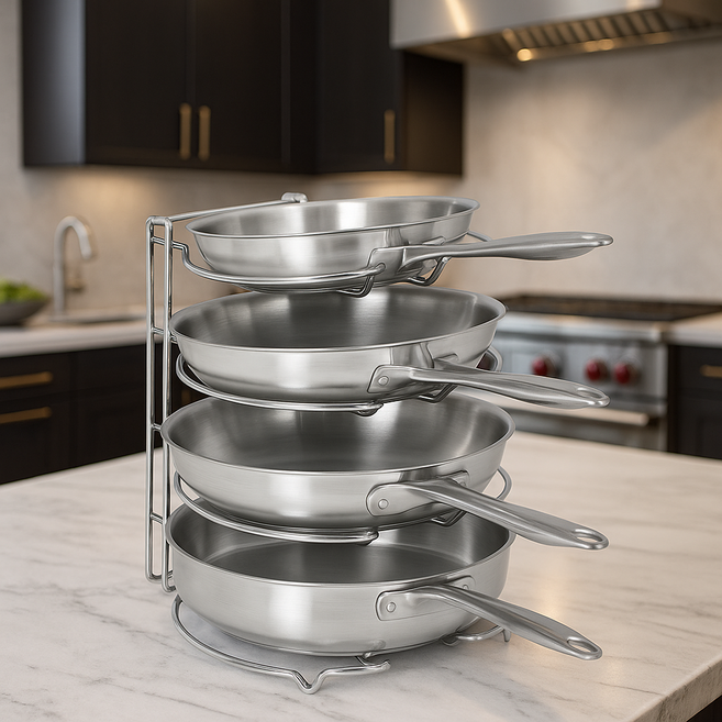 리벨룸 프리미엄 후라이팬 정리대 7mm, 1개, 실버, 4단