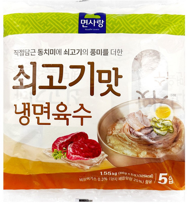 면사랑 쇠고기맛 냉면육수 1550g (310gx5), 1개