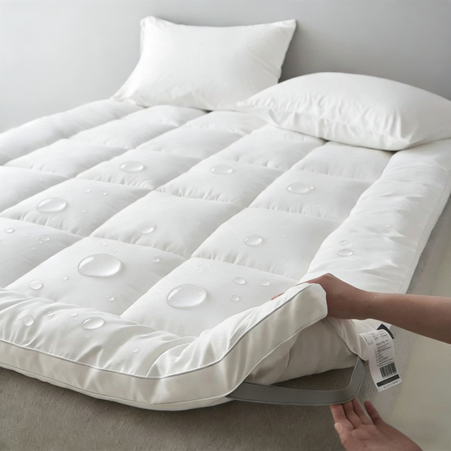 통세탁 방수 통기성 사계절 10cm 두꺼운 포근한 바닥 침대 토퍼 매트리스, 화이트