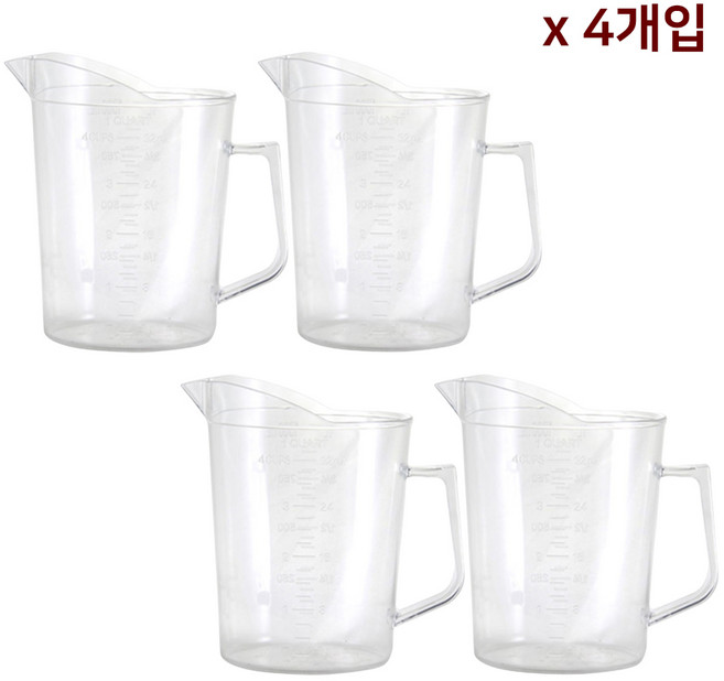 폴리카보네이트 쿠킹 국산 계량컵 4개입 사이즈선택, 4개, 1000ml, 단일
