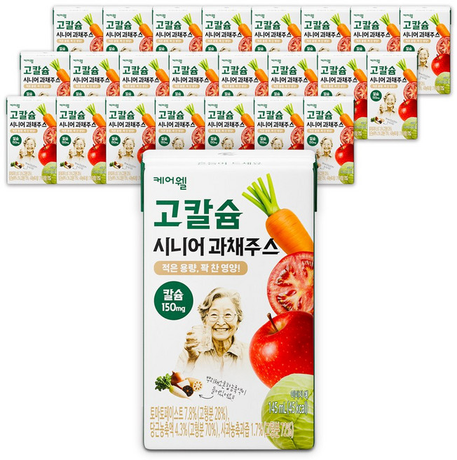 케어웰 고칼슘 시니어 과채주스 과일 야채즙 간식, 24개, 145ml