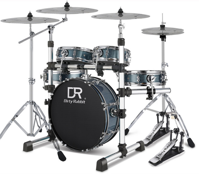 이스턴 코리아 DR 드럼세트 5기통 어쿠스틱 양면 무소음 겸용 연습용 입문용 추천, 1세트, 스타블루 무소음 R