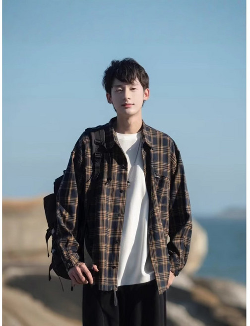 스타일닥터 남성 긴팔 체크 셔츠 남방 봄가을 빈티지 셔츠 코트